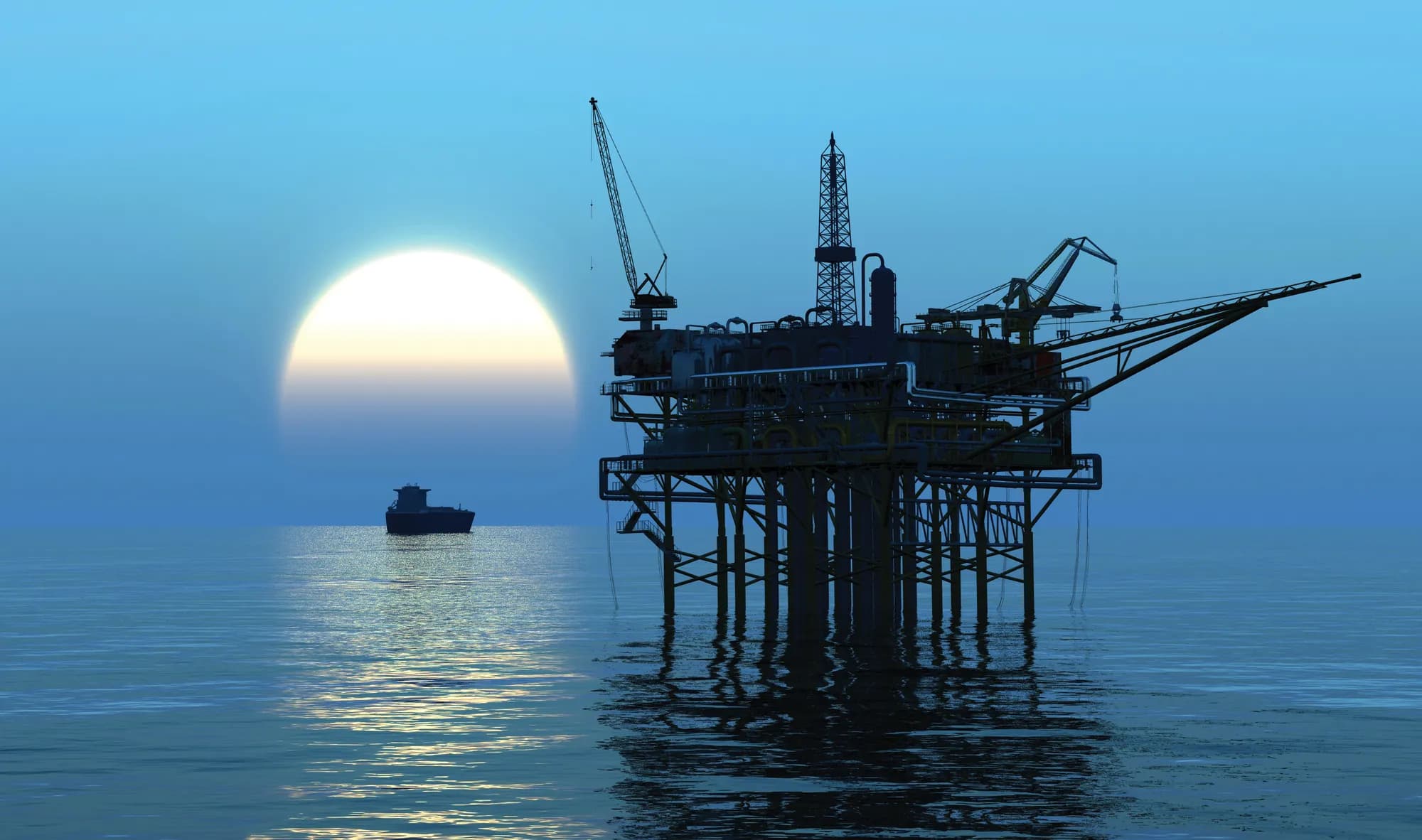 An offshore platform at dusk